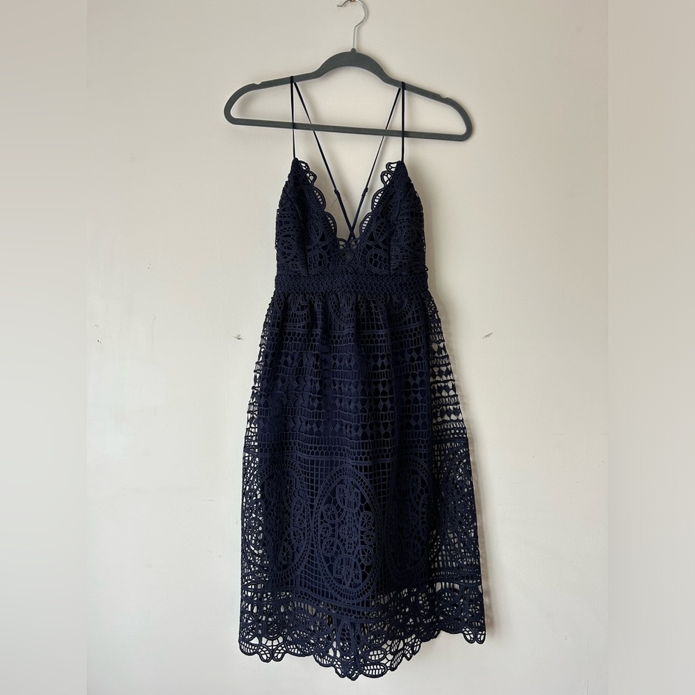 Navy Lace Cocktail Dress